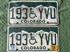 Colorado handicap license plate pair tag 193 YVU expired 2018 picture