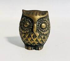 Vintage Mid Century Solid Brass Owl Figurine Paperweight Small MCM Decor picture