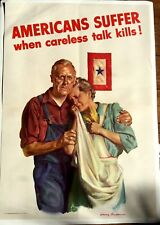 Authentic WWII Poster 1943 Americans Suffer When Careless Talk Kills picture