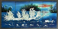 Chinese Vietnamese Lacquer Painting Mother Of Pearl Wood Wall Art 4 Panels Asian picture