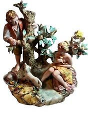 Capodimonte porcelain figurine of boy and girl by a tree exquisite picture