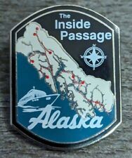 The Inside Passage Alaska Map Design Silver-Toned Lapel Pin Travel Souvenir picture