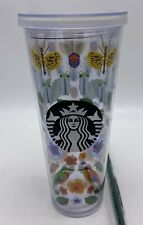 Starbucks Tumbler 24 oz Spring Birds Beetles Flowers Tall New Straw Read picture