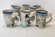 Tom Edwards Pottery Mugs Wally Ware Risky Business Evidence Based Blues Band 8Pc picture