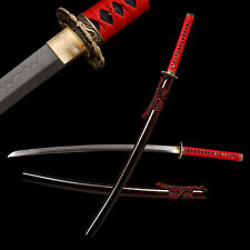 Red Real Choji Hamon Full Tang Katana Sword Clay Tempered T10 Steel Razor Sharp picture