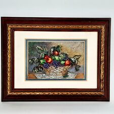 Vintage A. Richesco Corporation 3D Framed Art Fruit Basket SP172 Cottagecore 9x7 picture