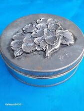 1980's Vintage METZKE Tin With Pewter Flowers picture
