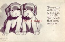 1911 two puppies - TWO SOULS WITH BUT A SINGLE THOUGHT, TWO HEARTS BEAT AS ONE picture