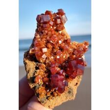 Red Lustrous Vanadinite Crystals On Matrix From Morocco picture