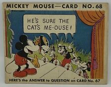 Rare 1935 Mickey Mouse Gum Card #68 HE'S SURE THE CAT'S ME-OUSE picture