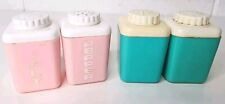 Lustro-Ware Chef Salt n Pepper Shakers Rare Pink & Blue 1960s MCM Vtg Plastic picture