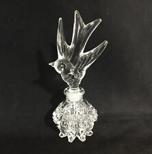Vtg Perfume Bottle Dove Bird Clear Glass Stopper/Dauber 7” Vanity Granny Core picture