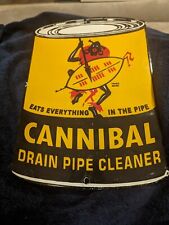 Porcelain Cannibal Drain Pipe Cleaner Sign Black Jungle Native Gas Oil Farm  picture