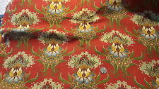 Antique Cotton Fabric Twill LARGE FLORAL CHINTZ ON TURKEY RED 26