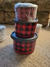 Tupperware Holiday 6 Pc Christmas One Touch Nesting Canister Set NEW picture