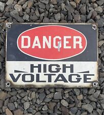 Vintage Porcelain Danger High Voltage 10” X 7” Industrial Sign picture