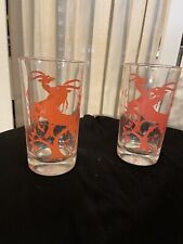Vintage MCM Set Of 2 Red Gazelle Impala Leaping Tumblers Federal Glasses 5