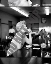 Vintage Diner Cafe Scene Woman Drinking Coffee Just Waiting 8x10 Photo picture