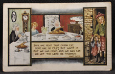Thanksgiving Family Dinner Emb Postcard 1911 Robert Burns Poem 5.5x3.5