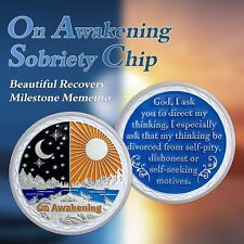 On Awakening Sobriety Coin AA Medallion Alcoholics Anonymous Chip Recovery Gifts picture
