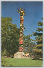 Postcard Totem Pole at Indian Village, Green Lake Wisconsin picture
