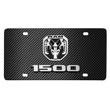 RAM 1500 3D Dual Logo on Black Carbon Fiber Patten Stainless Steel License Plate picture