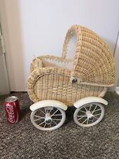 Vintage Wicker Carriage Baby Doll Pram by Small Foot Toys.  Incomplete. picture