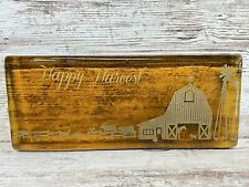 HAPPY HARVEST Poured Glass Display Sign Farm Barn Cow Pig Chicken Goat Lamb picture