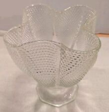 Vintage Mid Century L.E. Smith Thousand Eyes Hobnail Handkerchief Fan Vase picture
