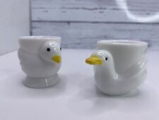 Vintage Opalex Egg Holders White Milk Glass Chicken Made in France Set of 2 VGC picture