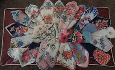 VINTAGE PINK & BLUE  Lot of 21  Floral Hankerchiefs * NOS * pretty in Pink & Blu picture