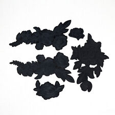 1-10pcs Big Embroidered Black Rose Patches Iron on Sew On Patch DIY Repair Decor picture