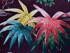 Hawaiian Islands VOLCANO & Candy Colored Leaf Barkcloth Vintage Fabric PILLOWS picture