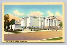 c1934 Linen Postcard Baltimore MD Maryland Art Museum picture