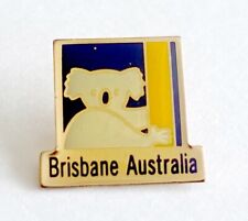 Brisbane Australia Lapel Hat Pin Koala Bear Gold Tone picture