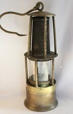 EARLY UNMARKED ANTIQUE BRASS MINER'S SAFETY LAMP MINING picture