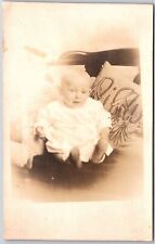 Baby Infant In White Clothing RPPC Portrait Photograph Postcard picture