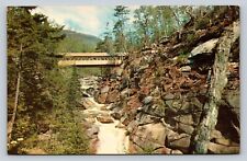 Franconia Notch White Mts NH Sentinel Pine Covered Bridge Vintage Postcard A117 picture