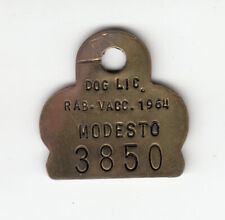 1964 MODESTO (CALIFORNIA) RABIES VACCINATED DOG LICENSE TAG #3850 picture