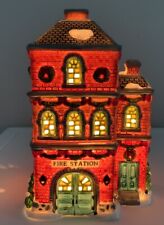 Vtg Bayberry Village Trim A Home Christmas Lighted Fire Station Original Box picture