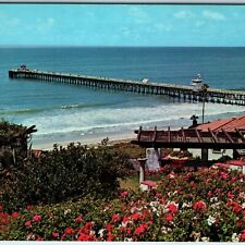 c1960s San Clemente CA Greetings Pier Flower House Beach Cali Chrome PC Cal A235 picture