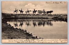 1907 Postcard RPPC Round Up Wagon And Riders Horses Dickinson North Dakota picture