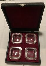 4 Vintage Salt Dishes In Case With Red Velvet picture