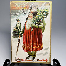 Antique Tuck Christmas Series Postcard #505 Embossed Red Robe Santa Early 1900s picture