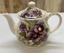 Vintage Sadler Windsor England Porcelain Purple Pansy Teapot picture