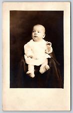 Postcard RPPC Portrait Of Infant Baby In White Dress Sepia Real Photo Unposted picture