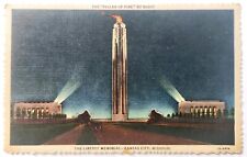 Postcard MI Kansas City Liberty Memorial At Night Linen UNP DB picture