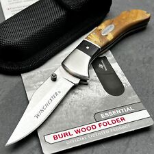 WINCHESTER Burl Wood Lockback Burl Wood Folding Blade Pocket Knife with Sheath picture