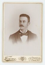 Antique Circa 1880s Cabinet Card Handsome Man With Nice Mustache Towne Troy, NY picture
