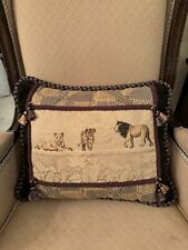 Beautiful Rare Lion Themed Silk And Velvet Pillow picture